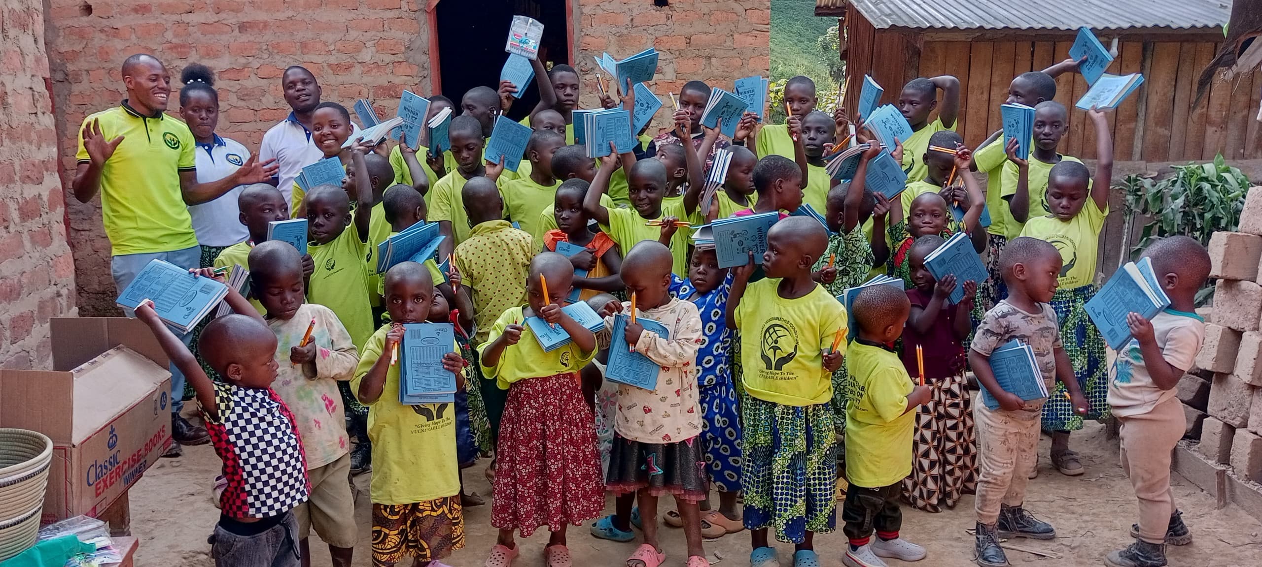 Children in Rushaga, Uganda receiving education and support from Rushaga Vulnerable Child Foundation